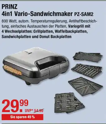 V Markt Prinz 4in1 Vario Sandwichmaker PZ-SAM2 Angebot