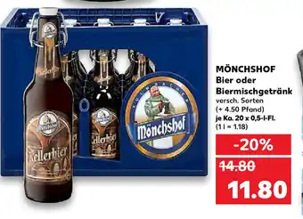 Kaufland Mönchshof Bier oder Biermischgetränk 20x0,5L Angebot