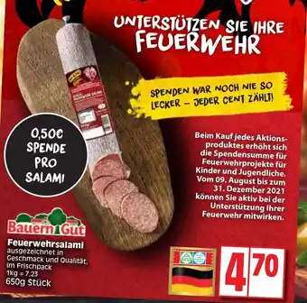 Edeka Bauern Gut Feuerwehrsalami 650g Angebot