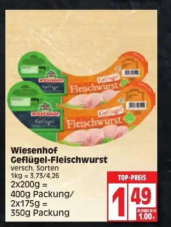 Edeka Wiesenhof Geflügel Fleischwurst 400/350g Angebot