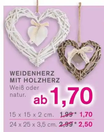 KODi WEIDENHERZ MIT HOLZHERZ Weiß oder natur. Angebot