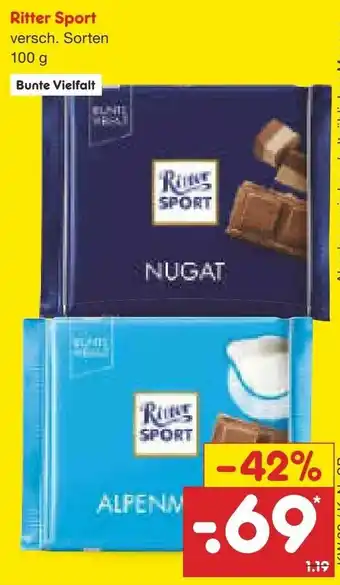 Netto Marken-Discount Ritter Sport 100g Angebot