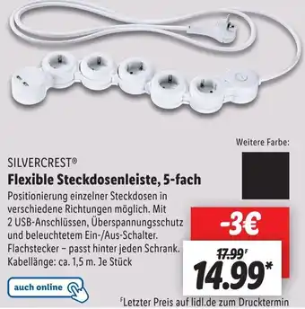 Lidl SILVERCRESTⓇ Flexible Steckdosenleiste, 5-fach Angebot