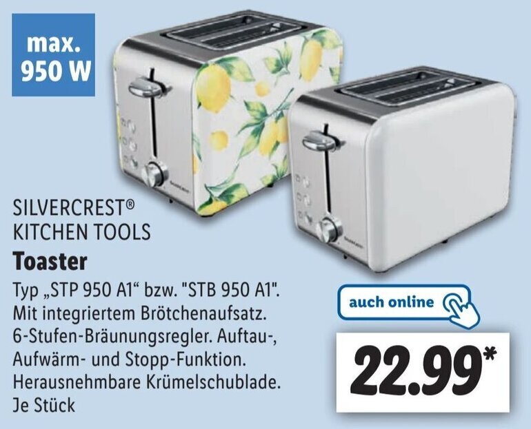 SILVERCRESTⓇ KITCHEN TOOLS Toaster STP 950 A1 Angebot bei Lidl