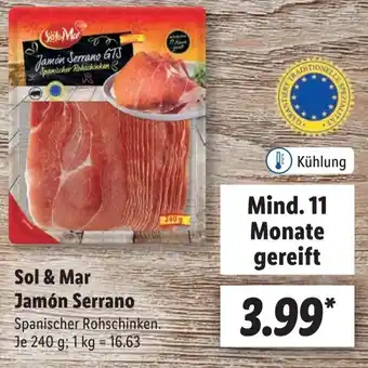 Lidl Sol & Mar Jamón Serrano 240 g Angebot