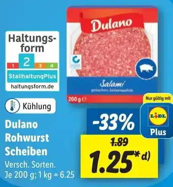 Lidl Dulano Rohwurst Scheiben 200 g Angebot