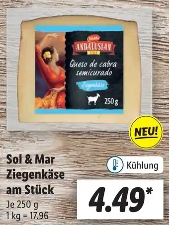 Lidl Sol & Mar Ziegenkäse am Stück 250 g Angebot