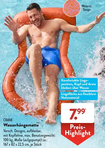 Aldi Süd CRANE Wasserhängematte Angebot