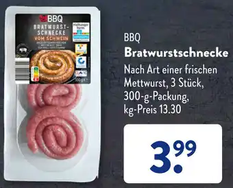 Aldi Süd BBQ Bratwurstschnecke 300 g Packung Angebot