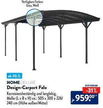 Aldi Süd HOME DELUXE Design-Carport Falo Angebot