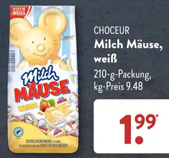 Aldi Süd CHOCEUR Milch Mäuse, weiß 210-g-Packung Angebot