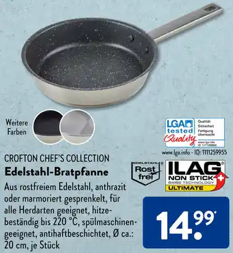 Aldi Süd CROFTON CHEF'S COLLECTION Edelstahl-Bratpfanne Angebot