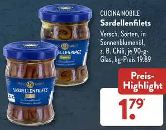 Aldi Süd CUCINA NOBILE Sardellenfilets 90 g Glas Angebot