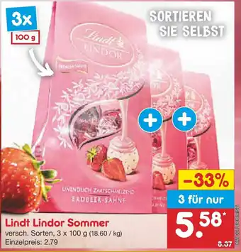 Netto Marken-Discount Lindt Lindor Sommer 3x100g Angebot