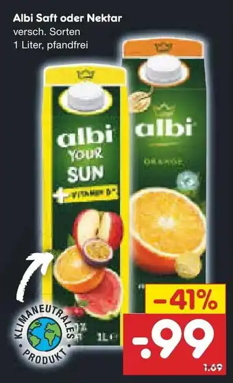 Netto Marken-Discount Albi Saft oder Nektar 1L Angebot