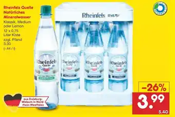 Netto Marken-Discount Rheinfels Quelle Natürliches Mineralwasser 12x0,75L Angebot