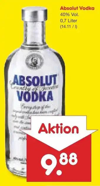 Netto Marken-Discount Absolut Vodka 0,7L Angebot