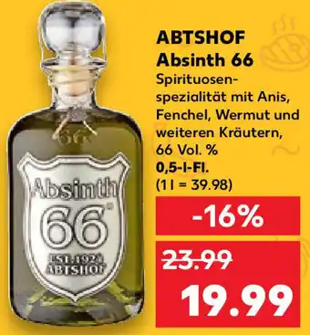 Kaufland ABTSHOF Absinth 66, 0,5 L-Fl. Angebot