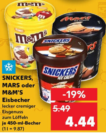 Kaufland SNICKERS, MARS oder M&M'S Eisbecher 450 ml Becher Angebot