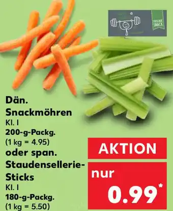 Kaufland Dän. Snackmöhren 200 g oder span. Staudensellerie Sticks 180 g Packg. Angebot