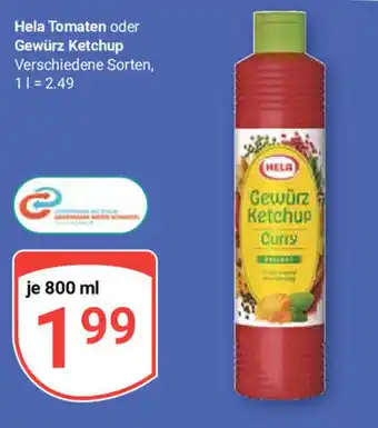 Globus Hela Tomaten oder Gewürz Ketchup je je 800 ml Angebot