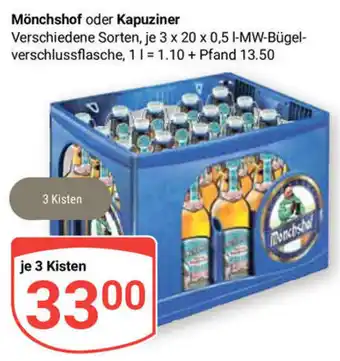 Globus Mönchshof oder Kapuziner je 3 x 20 x 0,5 I Angebot