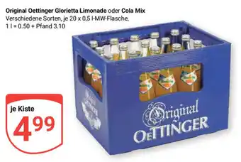 Globus Original Oettinger Glorietta Limonade oder Cola Mix, je 20 x 0,5 I Angebot