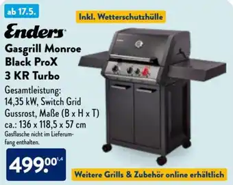 Aldi Nord Enders Gasgrill Monroe Black ProX 3 KR Turbo Angebot