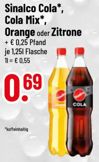 trinkgut Sinalco Cola*, Cola Mix*, Orange oder Zitrone 1,25 L Flasche Angebot