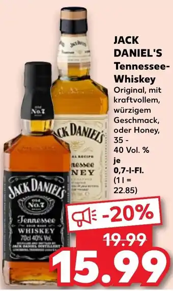 Kaufland JACK DANIEL'S Tennessee Whiskey 0,7 L-Fl. Angebot