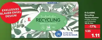 Kaufland K-CLASSIC Recycling-Taschentücher 100-St.-Box Angebot