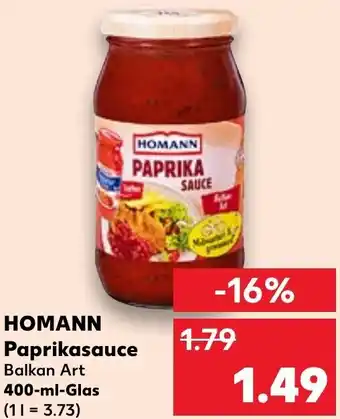 Kaufland HOMANN Paprikasauce 400 ml Glas Angebot