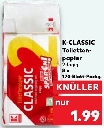 Kaufland K-CLASSIC Toilettenpapier 8x 170-Blatt-Packg. Angebot