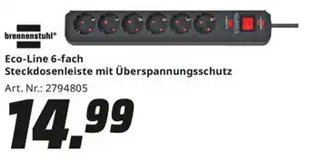 MediaMarkt brennenstuhl Eco-Line 6-fach Steckdosenleiste mit Überspannungsschutz Angebot