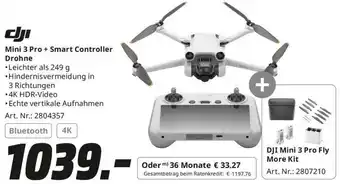 MediaMarkt dji Mini 3 Pro + Smart Controller Drohne Angebot