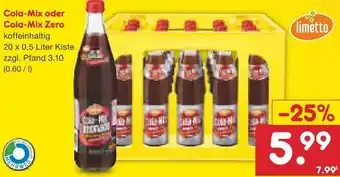 Netto Marken-Discount Cola-Mix oder Cola-Mix Zero 20x0,5 Liter Kiste Angebot