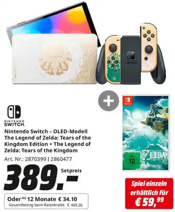 MediaMarkt Nintendo Switch - OLED-Modell The Legend of Zelda: Tears of the Kingdom Edition + The Legend of Zelda: Tears of the Kingdom Angebot