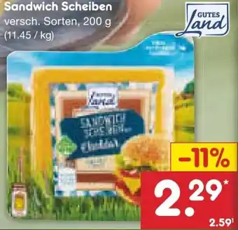 Netto Marken-Discount GUTES Land Sandwich Scheiben 200 g Angebot