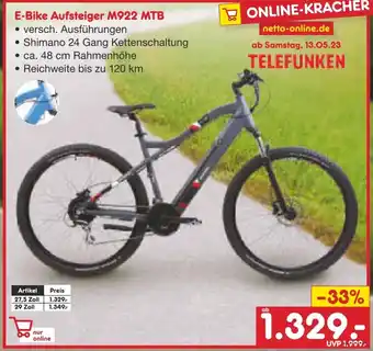 Netto Marken-Discount TELEFUNKEN E-Bike Aufsteiger M922 MTB Angebot