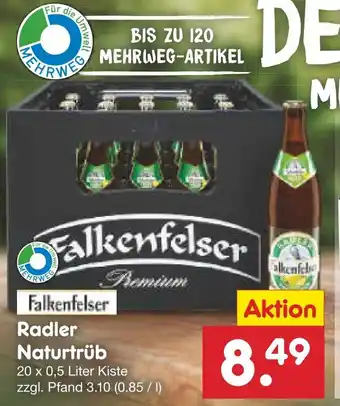 Netto Marken-Discount Falkenfelser Radler Naturtrüb 20 x 0,5 Liter Kiste Angebot