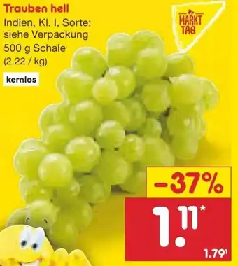 Netto Marken-Discount Trauben hell 500 g Schale Angebot