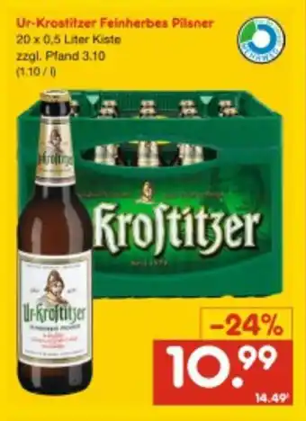 Netto Getränke Discount Ur-Krostitzer Feinherbes Pilsner 20 x 0,5 L Angebot