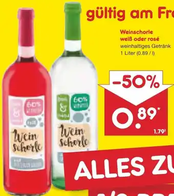 Netto Marken-Discount Weinschorle weiß oder rosé 1 Liter Angebot