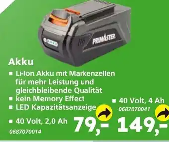 Globus Baumarkt PRIMASTER Akku 40V, 2.0 Ah Angebot