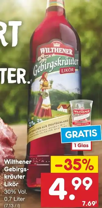 Netto Marken-Discount Wilthener Gebirgskräuter Likör 0,7 Liter Angebot