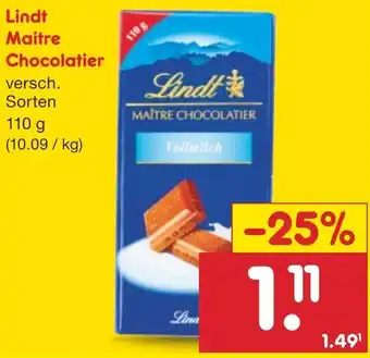 Netto Marken-Discount Lindt Maitre Chocolatier 110 g Angebot