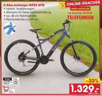 Netto Marken-Discount TELEFUNKEN E-Bike Aufsteiger M922 MTB Angebot