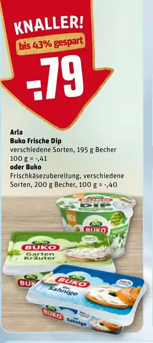 REWE Arla Buko Frische Dip 195g oder Buko 200g Becher Angebot