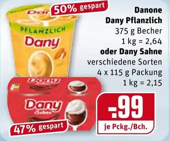 REWE Danone Dany Pflanzlich 375g oder Dany Sahne 4x115g Angebot