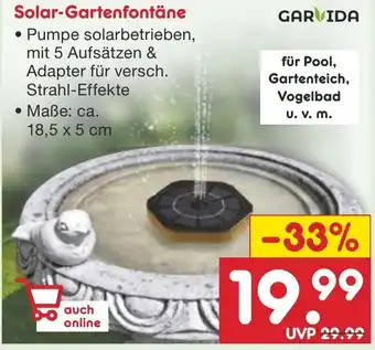 Netto Marken-Discount GARVIDA Solar-Gartenfontäne Angebot